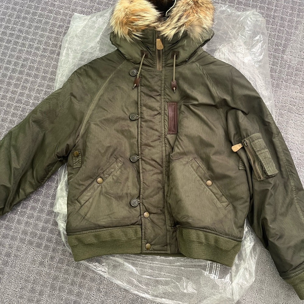 Ralph Lauren Olive Jacket with Brown Fur Lining